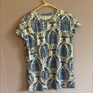 Blue Damask Print Short-Sleeve Tee - Women's